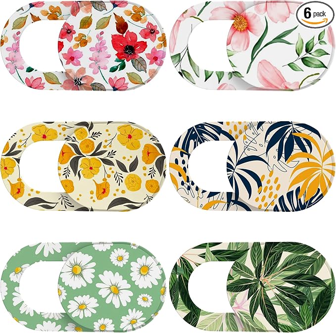 Yilador Laptop Camera Cover Slide Cute (6 Pack), Ultra Thin Webcam Cover for iPhone iPad MacBook Pro Computer iMac Cell Phone PC Accessories, 0.03" Camera Blocker Slider, Great for Privacy - Flowers by ElevateYourLife