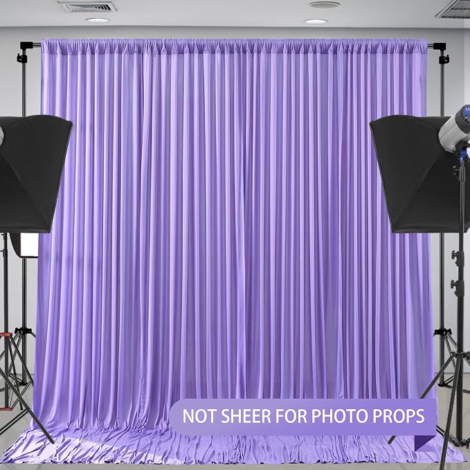 Wish Care Lavender Backdrop Curtain 8 Panels - Wrinkle-Free Polyester Photography Drapes for Baby Shower & Birthday Party - 32 X10FT - Image 6