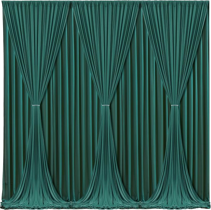 Hunter Green Backdrop Curtain-Wrinkle-Free Polyester Fabric Green Photography Curtains for Wedding Party Photo Background Decorations- 24 X10FT (Hunter Green) - Image 2