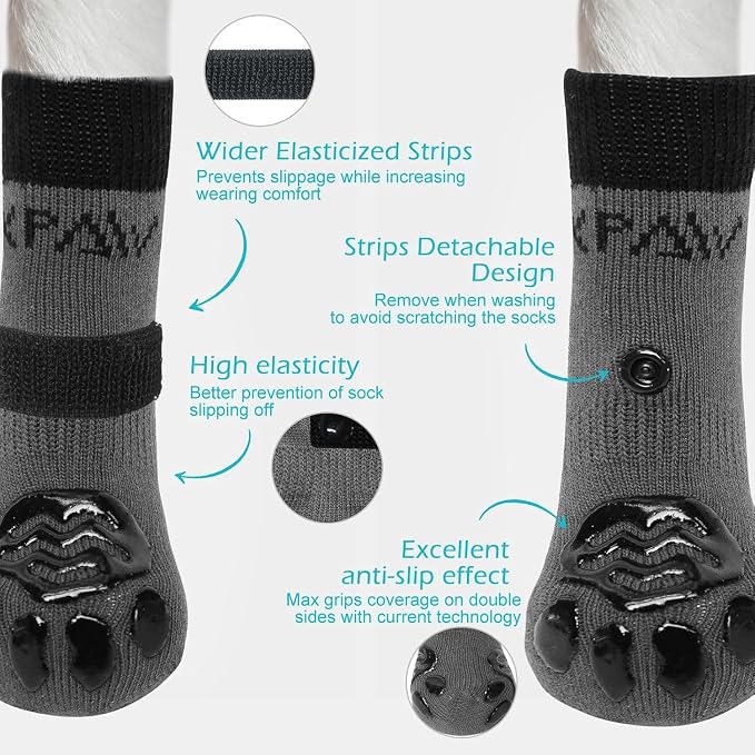 EXPAWLORER Anti-Slip Dog Socks,Dog Boots&Paw Protectors to Prevent Licking,Dog Shoes for Hot/Cold Pavement, Double Sides Non-Skid Traction Control on Hardwood Floor for Senior Dogs - Image 3