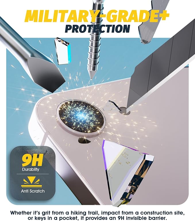 (3 Pack) Orzero Camera Lens Protector for iPhone 17e / iPhone 16e, [EZ Install] [Case-Friendly] 9H Tempered Glass Lens Cover Accessories, Military-Grade Shockproof, HD Clarity Anti-Glare - Transparent - Image 3