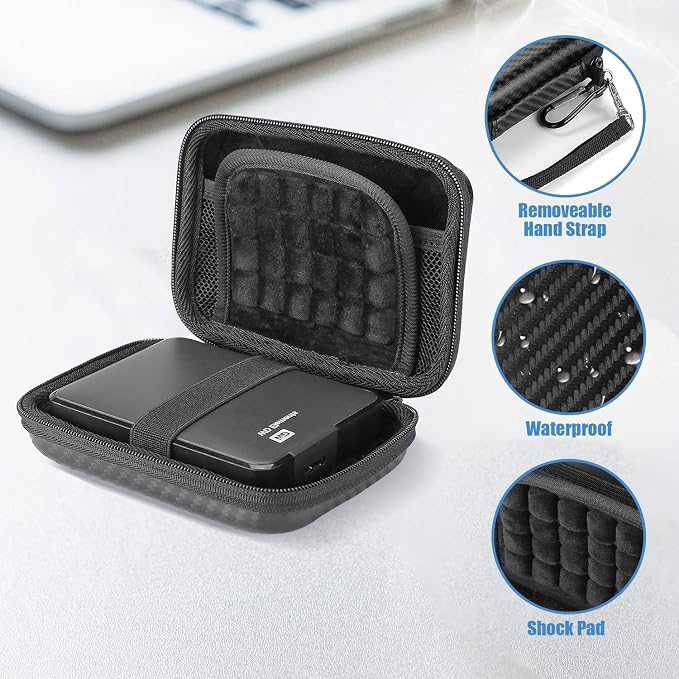ProCase External Hard Drive Travel Case for 2.5" HDD/SSD -Twill | Fits Seagate Portable, Samsung T9, WD Elements, My Passport, Toshiba Canvio Basics, 1TB-5TB Drives, USB 3.0 HDD/SSD Storage - Image 2