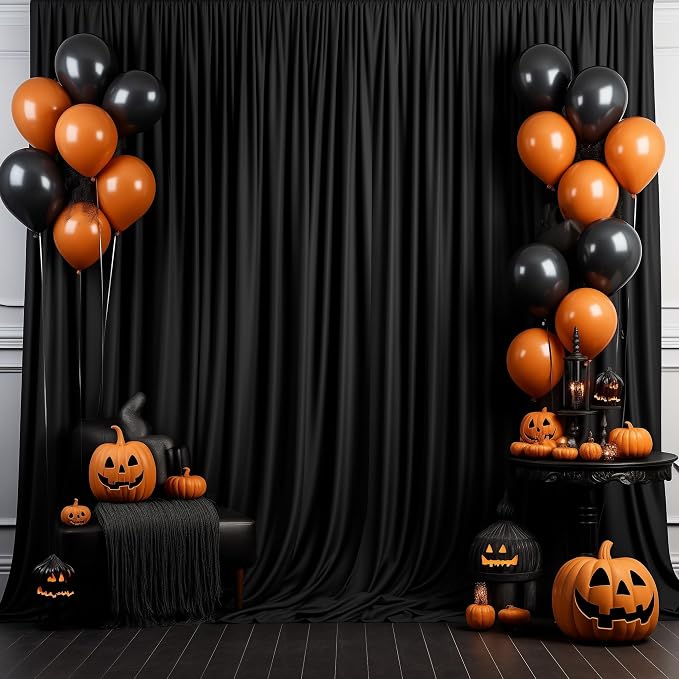 Black Backdrop Curtain for Wedding Parties Backdrop Drapes 10x10FT | Wrinkle Free Polyester Curtain Backdrop Black Draping Fabric for Backdrop Photoshoot Birthday Party Background,2 Panel 5x10FT - Image 5