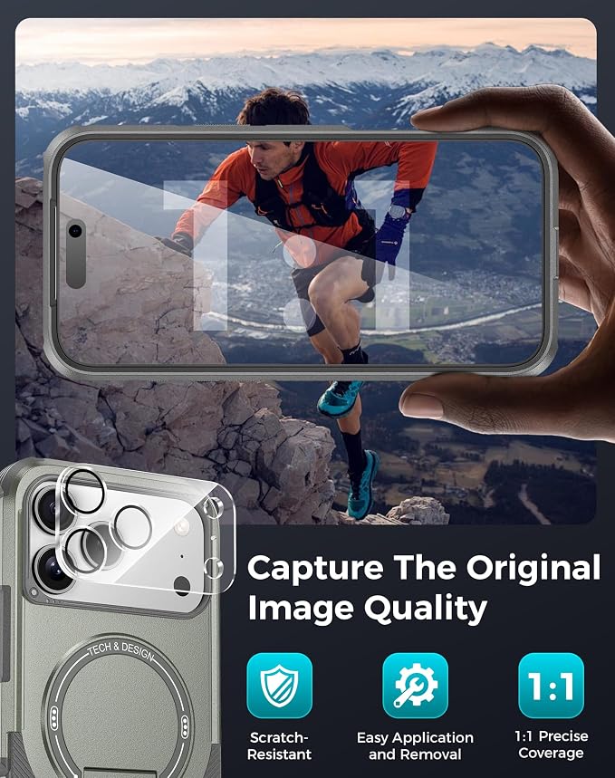 Goton 3 in 1 for iPhone 17 Pro Case with Privacy Screen Protector Grey | Glass Camera Lens Protector,Compatible for MagSafe,Invisible Kickstand, Shockproof Phone Cover for iPhone 17Pro - Image 7