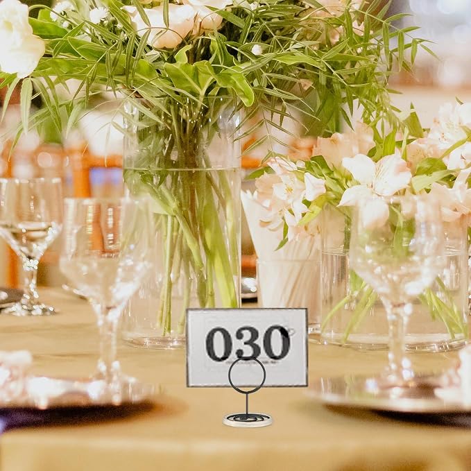 30Pcs Table Number Holders with Base, Place Card Holders, Wire Picture Holders, Small Table Card Holders, Photo Holders for Centerpieces, Wedding Reception, Party, Birthday (Gold) (Black, Normal) - Image 6