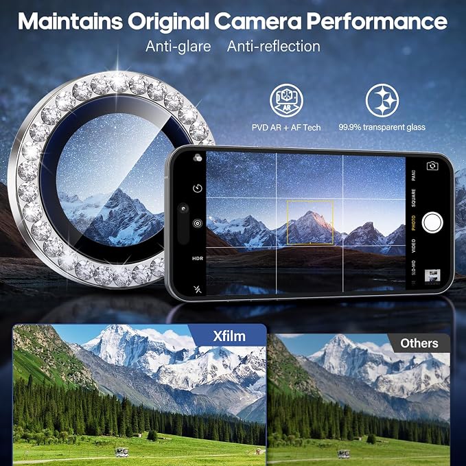 for iPhone 17 Air Camera Lens Protector Cover Bling Diamond, Silver | Individual Metal, 9H Hardness, Scratch Resistant, Shockproof, Drop Protection, Case Friendly, Stylish Accessories - Image 4