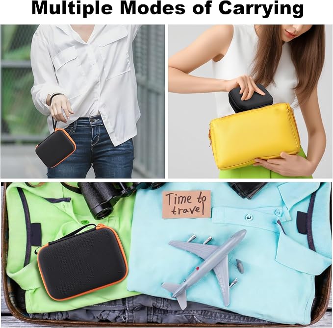 Hard Travel Case for Fujifilm Instax Mini Link+ Printer | Shockproof, With Handle, Hard Shell Exterior, Storage Compartment, Portable Carrying Box, Black Case+Orange Zipper - Image 9