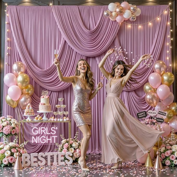 8 Panels Dusty Pink Backdrop Curtains for Wedding Party Wrinkle Free Backdrops Curtain Drapes Fabric Decorations Photo Back Drop Cloth for Baby Shower Photography Stage Reception 40ft(W) x 12ft(H) - Image 3