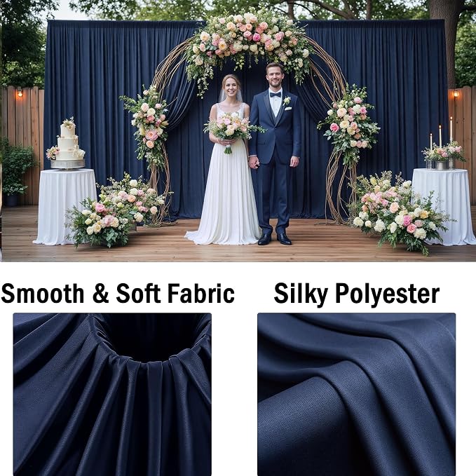 20ftx10ft Navy Blue Backdrop Curtains for Parties, Wrinkle Free Navy Photo Curtains Backdrop Drapes 4 Panels Back Drop Cloth Drapery for Wedding Birthday Photography Background - Image 4