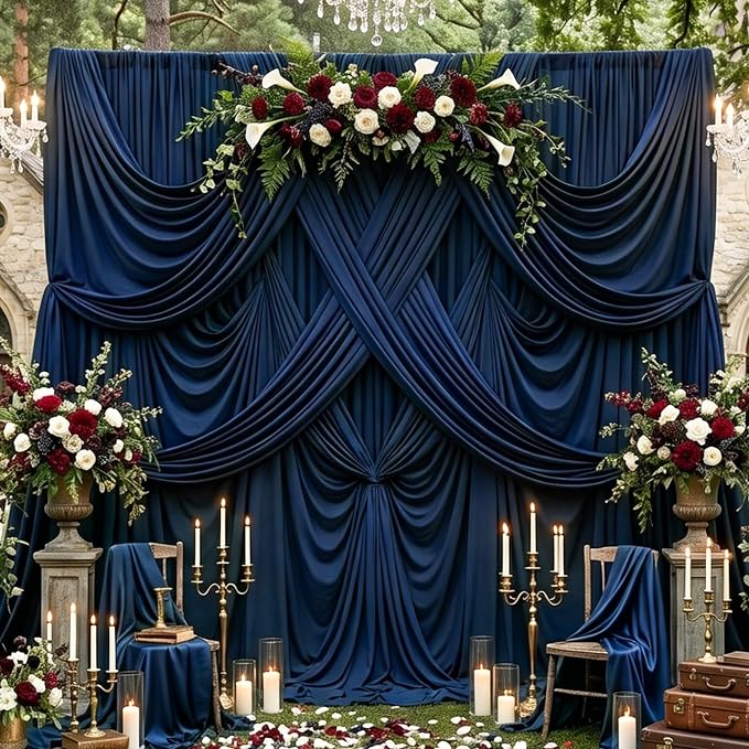 30ftx10ft Navy Blue Backdrop Curtains for Parties Wrinkle Free 6 Panels Navy Photo Backdrop Drapes Back Drop Cloth for Wedding Birthday Photography Background - Image 7