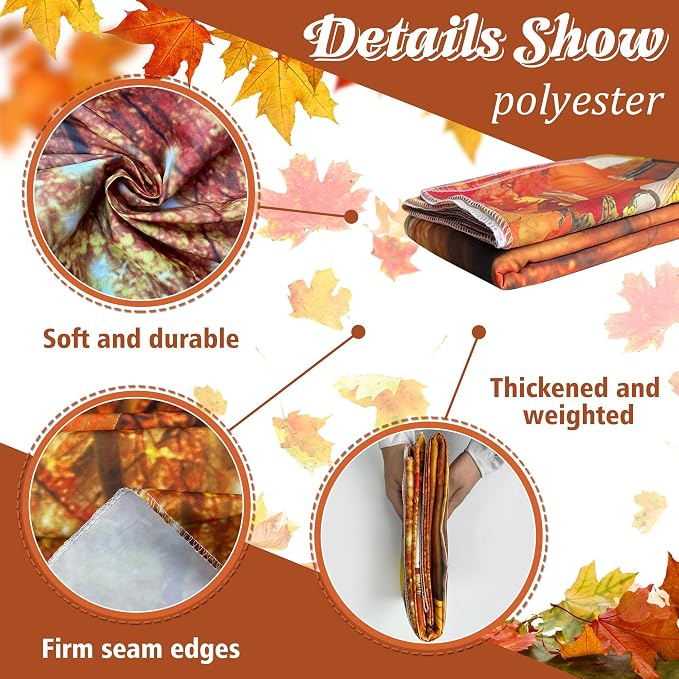 7x5FT Polyester Fall Autumn Photo Backdrop for Photography Autumn Forest Scenery Maple Leaves Pumpkins Background Fall Thanksgiving Day Friendsgiving Party Decorations Fabric - Image 3