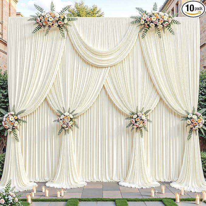 40ftx10ft Wrinkle Free Ivory Backdrop Curtain - 10 Feet Photography Backdrop Drapes, Silky Polyester Back Drop Cloth for Wedding Baby Shower Balloon Arch Background by Unknown