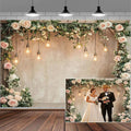 5x4ft Country Wedding Photography Backdrop Floral Rustic Roses Farmhouse Wooden Door Backdrop Pink Flower Birthday Baby Shower Wedding Bridal Party Banner Photo Booth Props Anniversary Background by Mtsxfy