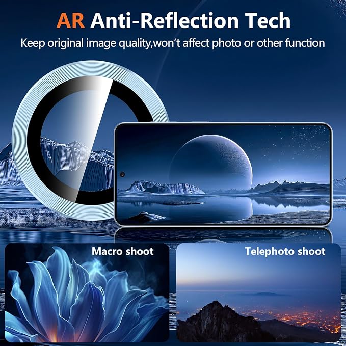for Samsung Galaxy S26 Camera Lens Protector, Individual Metal Ring Tempered Glass Lens Cover, [Strong Adsorption] Scratch Resistant Ultra-Thin HD Clear Lens Cover, 1 Set-Blue - Image 3