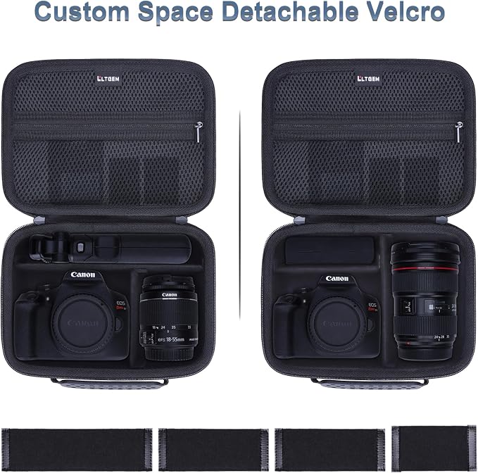 L LTGEM Hard Camera Case Compatible with Canon EOS Rebel T7, R50, R6 Mark II, R100, DSLR SLR Cameras, Lenses, and Tripods, Camera Travel Bag, Featuring 4 Dividers and a Shoulder Strap, Purple - Image 2