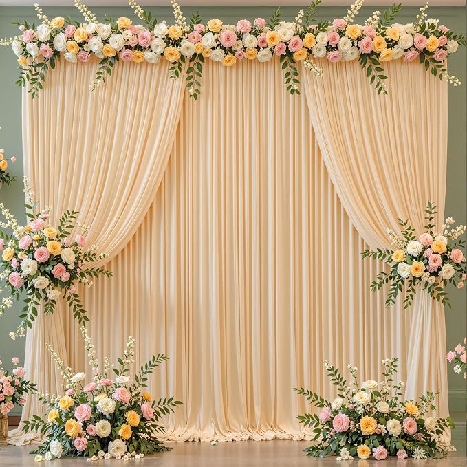 10x10 Dark Champagne Backdrop Curtain for Parties Wedding Baby Shower Wrinkle Free Photo Curtains Backdrop Drapes Fabric Decoration for Bridal Shower 5ft x 10ft,2 Panels - Image 4