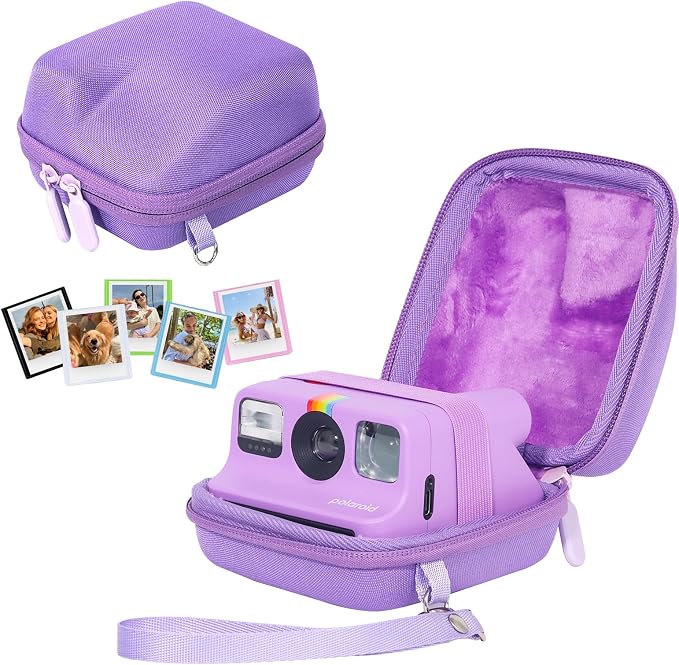 Camera Case for Polaroid Go/Go Gen2/3 Instant Print Camera, Purple | Hard Case for Polaroid Go, Travel Storage Bag, with 5 Go Magnetic Picture Frames, Handle Strap, Robust Protection, No Camera by wogozan