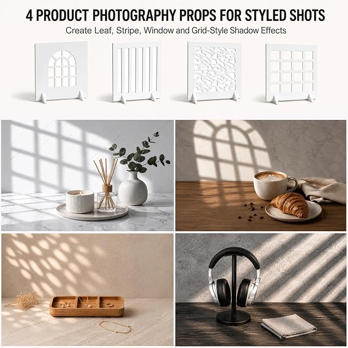 Photo Backdrop for Product Photography, 23 x 17.5 in Tabletop Kit | 11 Double-Sided Large Tabletop Backgrounds with 4 Shadow Props for Food Photography, Small & Medium Products and UGC Content - Image 7