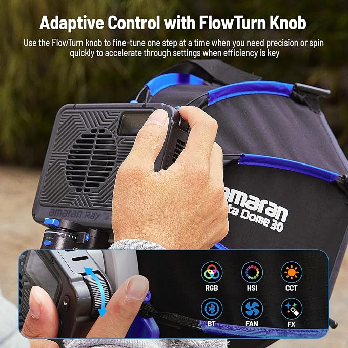 amaran Ray 120c RGB Video Light,120W Portable Studio Light IP54 | CCT 1,800K-20,000K,APP Control Bowens Mount LED Lights for Photography w/Softbox Portable Bag - Image 7