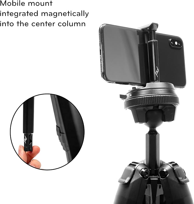 Peak Design Travel Tripod, Carbon Fiber, Compact Design, Quick Setup and Takedown, Pro-Level Stability, Ergonomic Ball Head, Compact and Portable Travel Tripod for Camera and Phone, 20 lb Capacity - Image 8