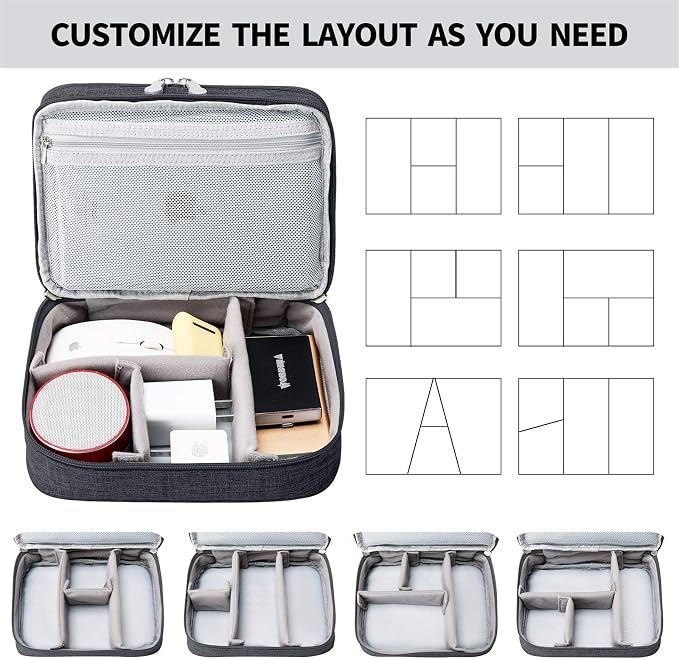mygreen Electronic Accessories Organizer Bag, Waterproof Double Layer Travel Storage Case with Adjustable Padded Dividers, Portable Hard Pouch for Cables, Charger, Power Bank, Phone, Hard Drive Black - Image 6