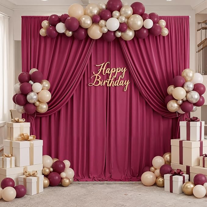 50ftx10ft Wrinkle Free Burgundy Backdrop Curtains for Parties, Silky Polyester Maroon Photo Backdrop Drapes 10 Panels 5x10ft for Wedding Birthday Baby Shower Photography Background - Image 4