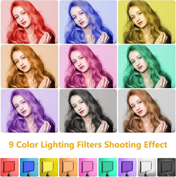 3 Packs 70 LED Video Light with Adjustable Tripod Stand/Color Filters, Obeamiu 5600K USB Studio Lighting Kit for Tablet/Low Angle Shooting, Collection Portrait YouTube Photography - Image 5