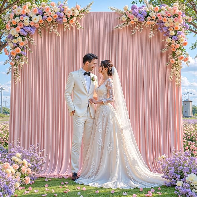 Rose Backdrop Curtains-Wrinkle-Free Polyester Photography Drapes Party Curtain Background for Baby Shower Wedding Decorations- 8 X10FT - Image 7