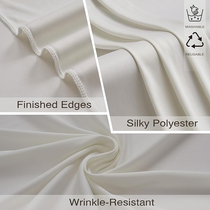 10x10ft Wrinkle Free Beige Backdrop Curtains for Parties, 2 Panels 5x10ft Silky Polyester Photo Backdrop Drapes Back Drop Cloth Drapery for Wedding Birthday Photography Background - Image 2
