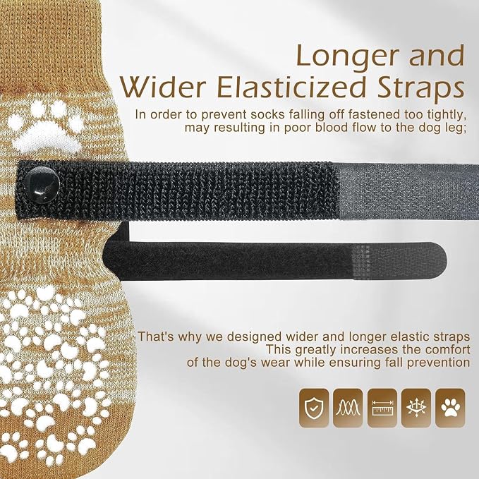 EXPAWLORER Anti Slip Dog Socks to Prevent Licking Paws, Dog Shoes for Hot Pavement, Dog Booties for Small Medium Large Senior Dogs, Traction Control Boots & Paw Protectors for Hardwood Floors - Image 5