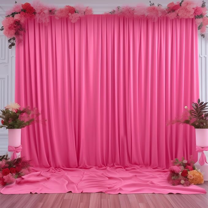 Hot Pink Backdrop Curtain 10 Panels-Wrinkle-Free Polyester Photography Drapes for Wedding Party Photo Background Decorations- 40 X10FT - Image 7