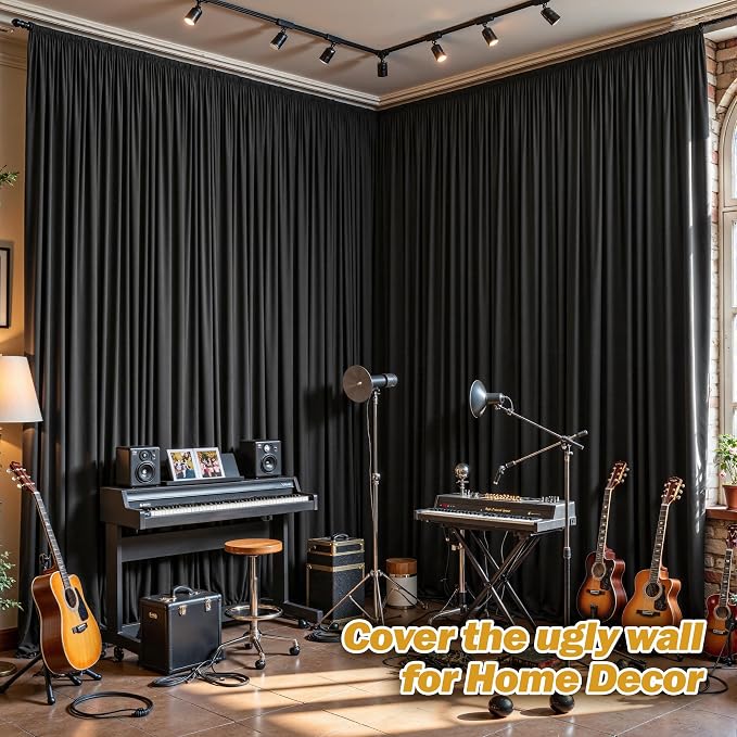 40ftx10ft Wrinkle Free Black Backdrop Curtain - 10 Feet Photography Backdrop Drapes, Silky Polyester Back Drop Cloth for Wedding Baby Shower Balloon Arch Background - Image 5