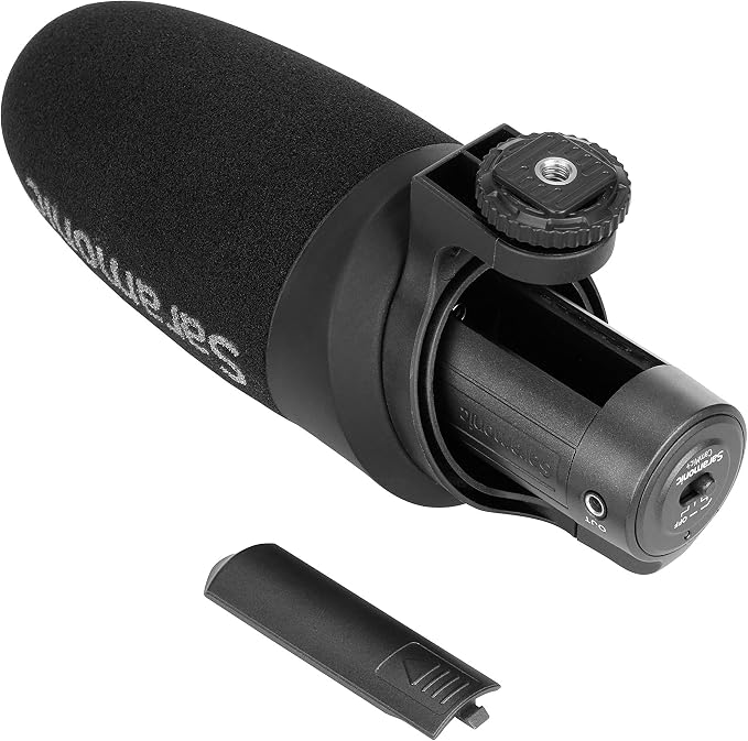 Saramonic CamMic+ | AA-Powered Shotgun Mic for DSLR, Mirrorless, Video Cams, Smartphones & Tablets | Shockmount, TRS Cable, The output cable of the, Video Cams, Windscreen for Protection from Weather and Dust, Mirrorless - Image 10