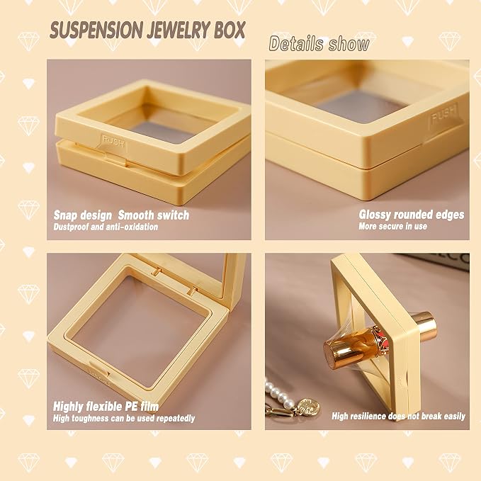 12 PCS Dual-Color Packaging Box 3D Floating Frame Display Stand, Color-Matching Packaging Display Box, Transparent Window Jewelry Case, PE Film Anti-Oxidation Storage Case. (Red+Black) - Image 6