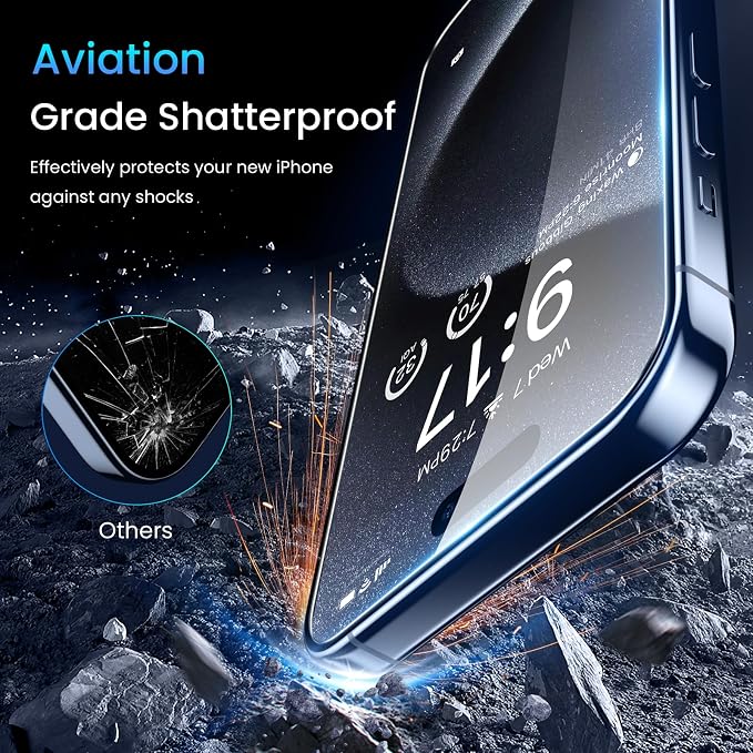 Fotbor [3+3 Pack for iPhone 15 Pro MaxPrivacy Screen Protector & Camera Lens Protector,Privacy 15 Pro Max,Anti Spy Private Tempered Glass Easy Installation Kit 6.7 Inch Accessories,Black (D-1) - Image 4