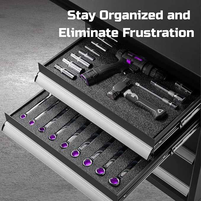 ONREVA Tool Box Foam Organizer 48x24x1 inch 1 PC, Kaizen Sheets for Pro Tool Control, Custom Tool Shadow Inserts for Cases & Drawers, High Density Polyethylene Foam, Black with Purple - Image 6