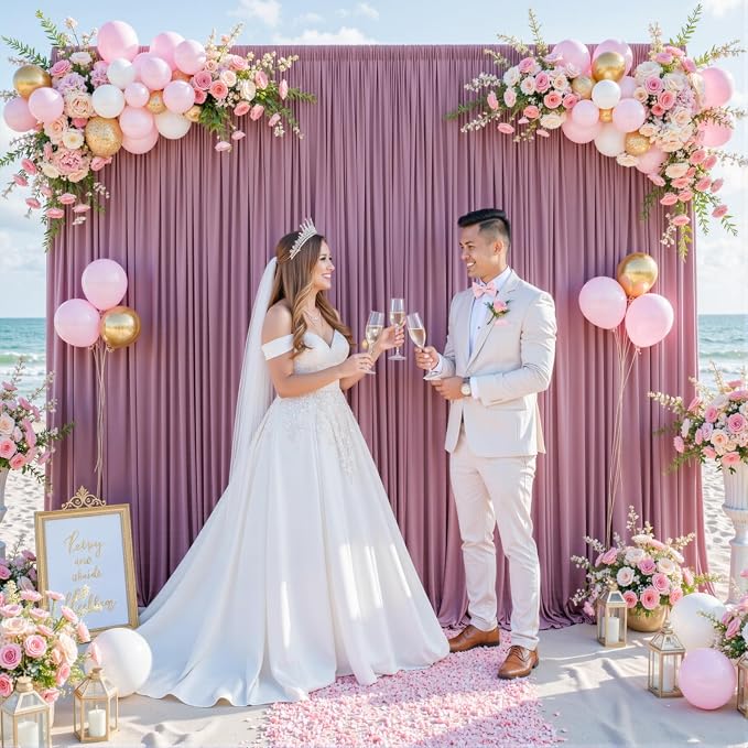 8 Panels Dusty Pink Backdrop Curtain for Wedding Parties Wrinkle Free Pink Photo Curtains Backdrop Drapes Fabric Decoration for Birthday Party Baby Shower 40ft(W) x 10ft(H) - Image 8