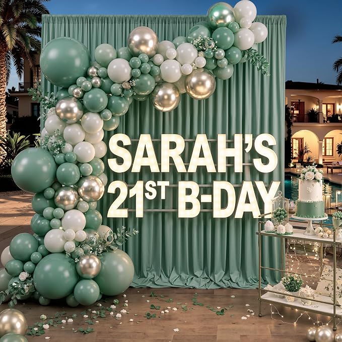 10ft x 10ft Wrinkle Free Sage Green Backdrop Curtains for Parties, Polyester Photo Backdrop Drapes 2 Panels 5x10ft for Wedding Birthday Party Photography Background Photoshoot - Image 7
