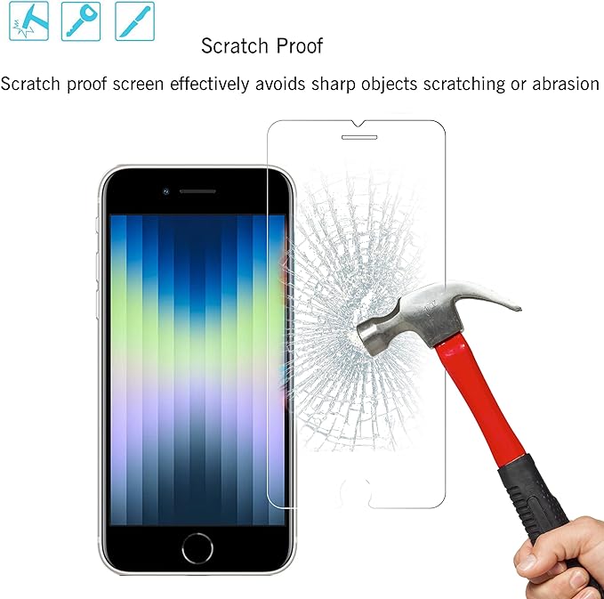 Ailun 3 Pack Screen Protector for iPhone SE 2020 2nd/2022 3rd Gen | 4.7 Inch, Tempered Glass, 0.25mm, Case Friendly, Clear - Image 3