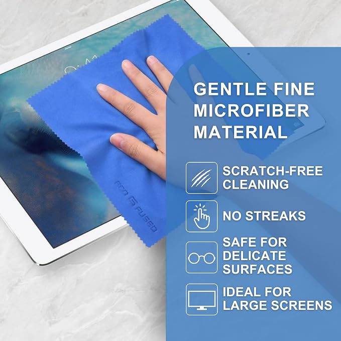 Eco-Fused Microfiber Cleaning Cloth - 8 x 8 Inch Microfiber Cloth - Pack of 5 Lens Cleaning Wipes - Cleaning Cloth for Glasses, Eyeglasses, Camera Lens & Phones - Image 3