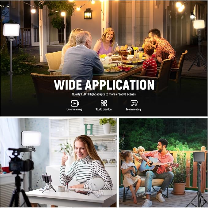 NEEWER Basics LED Video Light Panel Lighting Kit, Bi Color Dimmable Portable Studio Lights with Tripod Stand & Filters, 3200K~5600K CRI 95 750lux for Photography Video Recording Live Streaming, BP66 - Image 2