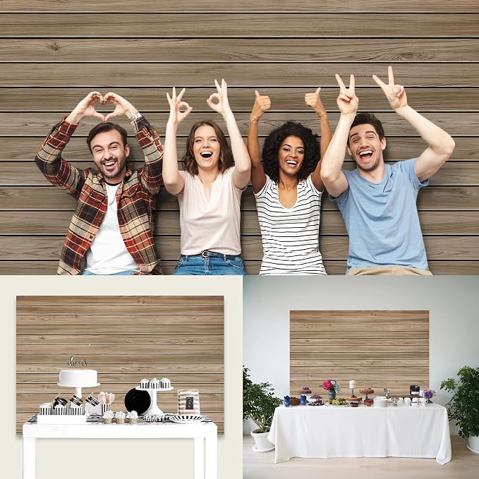 10 x 6.5 Ft Wood Backdrop Rustic Wooden Wall Photo Background | Brown Vintage Polyester Fabric Large Photo Background for Party Wedding Graduation Home Decoration Photo Booth Prop Banner - Image 7