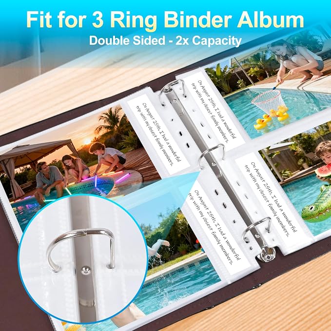 60 Pack 5x7 Photo Album Refill Pages for 3 Ring Binder,Ultra-Clear Photo Sleeves Holding 240 Pictures, Double-Sided 2 Pockets Photo Pages, Photo Sheet Protector for Photos and Postcards - Image 4