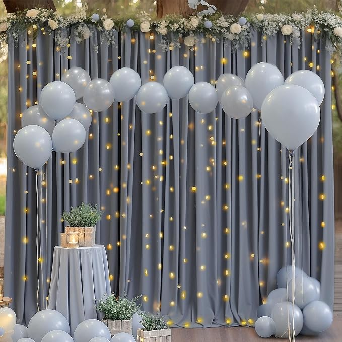 4 Panels Charcoal Backdrop Curtain for Parties Wedding Wrinkle Free Silver Grey Photo Curtains Backdrop Drapes Fabric Decoration for Birthday Party Baby Shower 20ft(W) x 10ft(H) - Image 4