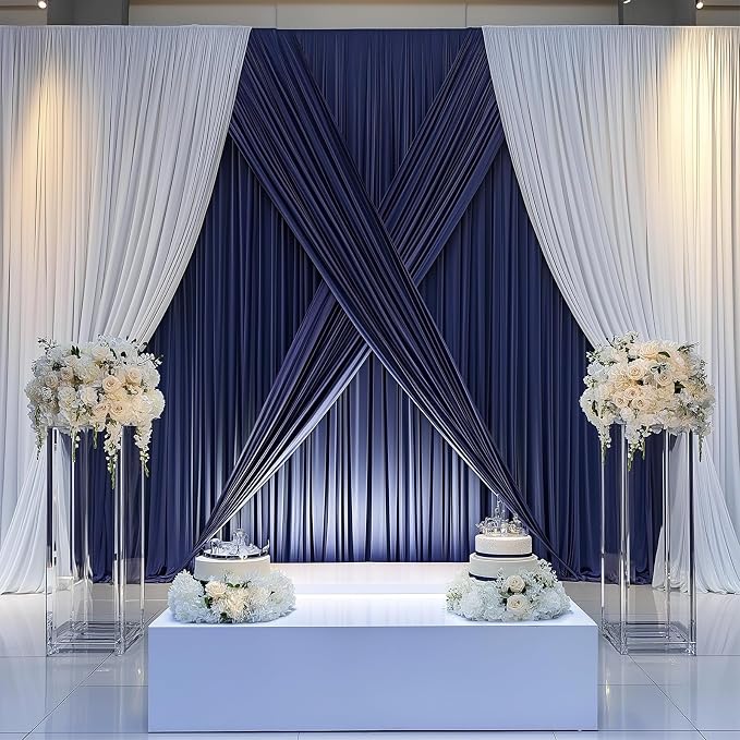 ESGOTBME 30x10ft Wrinkle Free Navy Blue Backdrop Curtain for Parties Soft Fabric Drapes Wedding Curtain Backdrop for Birthday Party Decorations Background for Photography 5x10ft, 6 Panels - Image 6