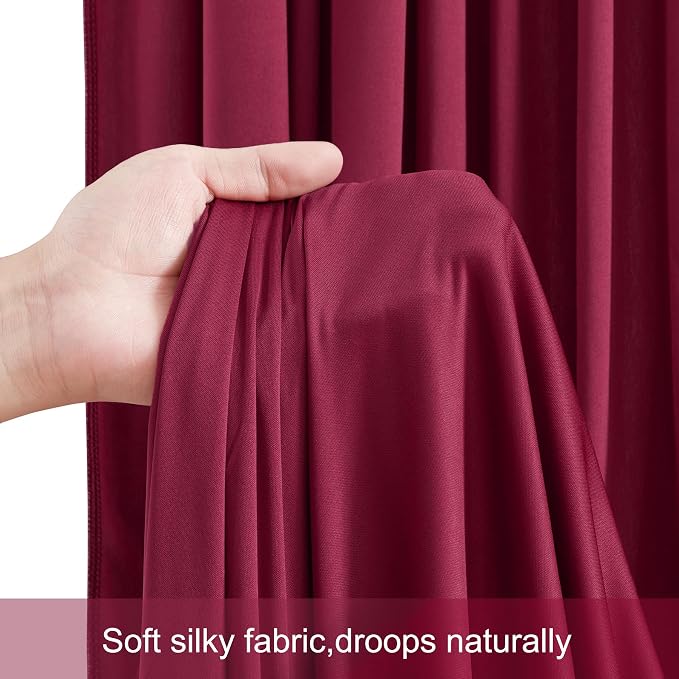 10 Panels Burgundy Backdrop Curtains for Wedding Party Wrinkle Free Backdrops Curtain Drapes Fabric Decorations Maroon Photo Back Drop for Baby Shower Photography Stage Reception 50ft(W) x 12ft(H) - Image 6