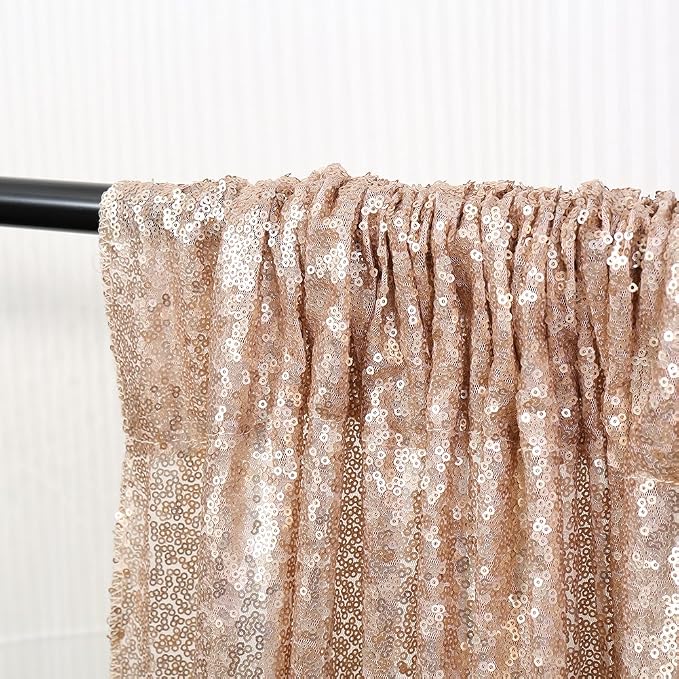 Poise3EHome 6FT x 8FT Sequin Photography Backdrop Curtain for Party Decoration, Champagne - Image 4
