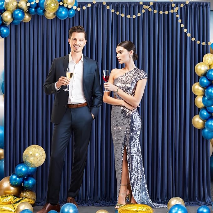 6 Panels Navy Blue Backdrop Curtain for Parties Wrinkle Free Photo Curtains Backdrop Drapes Fabric Decoration for Wedding Birthday Party Baby Shower 30ft(W) x 10ft(H) - Image 4