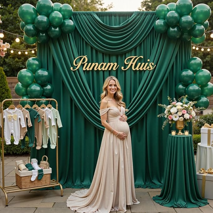 10x12 ft Forest Green Backdrop Curtains for Weddings, Birthdays and Photos | 2 Panels 5x12 ft, Wrinkle-Free Polyester Drapes, Washable, Ironable, 4 in Rod Pocket for Baby Showers Photography Background - Image 7