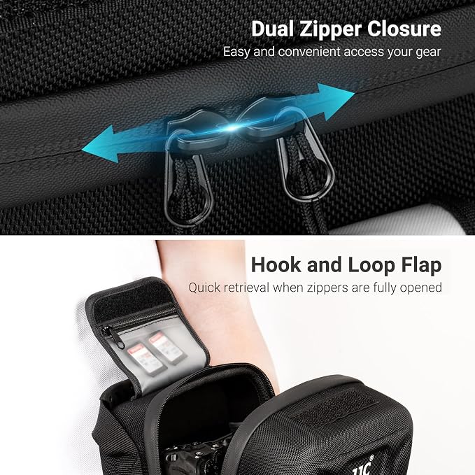 JJC Hard Camera Case Bag for Canon EOS R50 R100 R10 R8 R7 Nikon Z8 Z6 II | Waterproof EVA Shell, Quick Access Opening, Belt Loop Design & Detachable Shoulder Strap, Accessory Pocket, Travel Friendly - Image 5